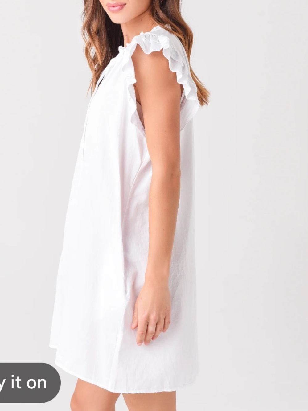 Ruffle Sleeve White Mini Dress — Sleeveless Summer Shift